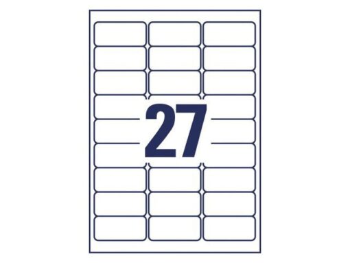 Inkjetetiket Avery 63,5x29,6mm transparant 25 vel 27        etiketten per vel
