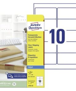 Inkjetetiket Avery 96x50,8mm transparant 25 vel 10          etiketten per vel