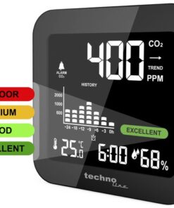 onafhankelijk van je persoonlijke waarneming. Op de monitor kun je de volgende weergaves zien: gemeten CO2-waarde en CO2-trendindicator