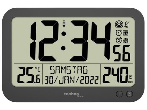 Digitale wandklok Technoline WS 8026 223x148x17mm zwart met afstandsbediening
