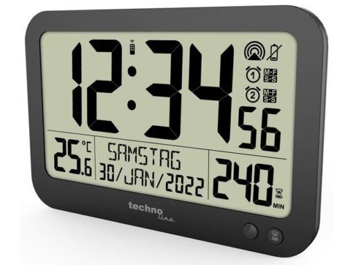 Digitale wandklok Technoline WS 8026 223x148x17mm zwart met afstandsbediening