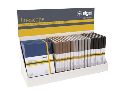 Inhoud display Linescape notitieboeken display SP043        Topper ST115