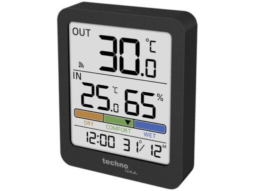 Thermometer Technoline WS 9488 81x98x22mm antraciet met 1   buitensensor 30m