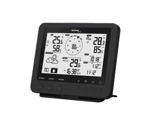 Weerstation Technoline WS 1900 168x136x25mm zwart met       5-in-1 buitensensor 100m
