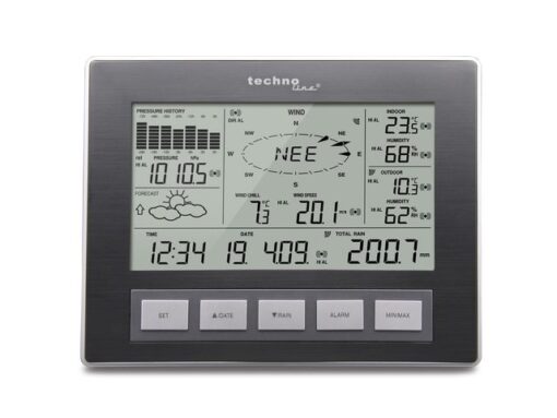 Weerstation Technoline WS 2816 222x173x42mm alu/zwart PC    gegevensoverdracht met 3 buitensensors 100m