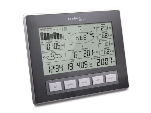 Weerstation Technoline WS 2816 222x173x42mm alu/zwart PC    gegevensoverdracht met 3 buitensensors 100m