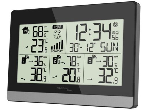 Weerstation Technoline WS 7065 144x96x38mm zwart/zilver met 3 buitensensors 30m