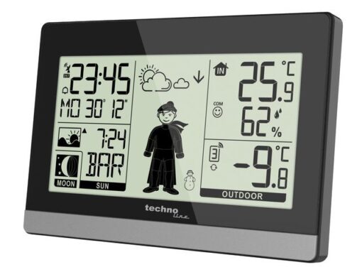 Weerstation Technoline WS 9612 145x97x38mm zwart/zilver met 1 buitensensor 30m