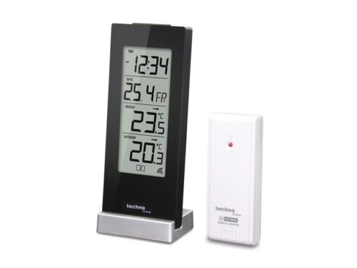 Weerstation Technoline WS 9767 64x165x45mm hoogglans        zwart/zilver met 1 buitensensor 30m