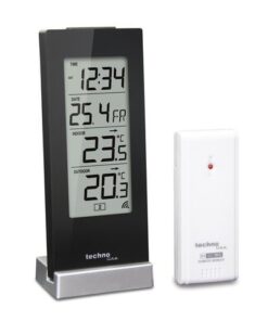Weerstation Technoline WS 9767 64x165x45mm hoogglans        zwart/zilver met 1 buitensensor 30m