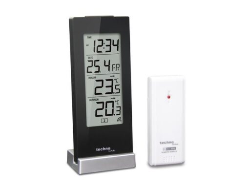 Weerstation Technoline WS 9767 64x165x45mm hoogglans        zwart/zilver met 1 buitensensor 30m