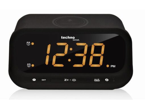 Wekker Technoline WT 477 158x116x75mm zwart met             telefoonoplader