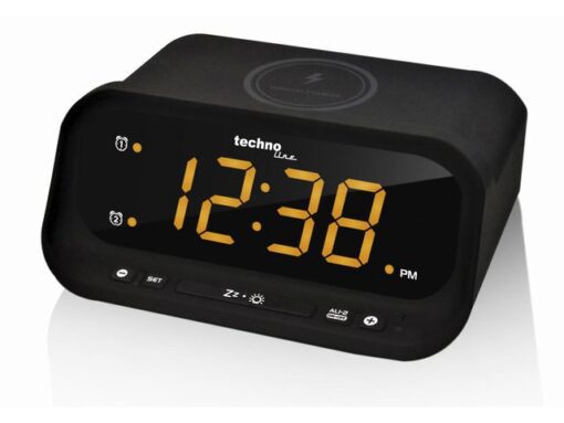 Wekker Technoline WT 477 158x116x75mm zwart met             telefoonoplader