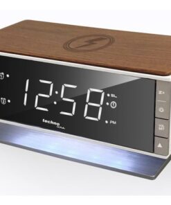 Wekkerradio Technoline WT 487 165x93x80mm hout/zilver met   telefoonoplader