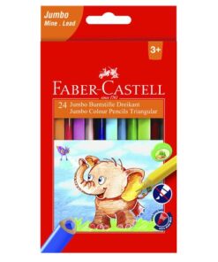 Kleurpotloden Jumbo traingular Faber-Castell in heldere kleuren. 24 stuks in een etui. De dikte is 5,4 mm.