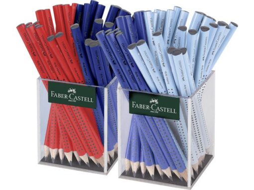 Potlood Faber-Castell Jumbo Grip 2 kokers van 36 stuks      rood,blauw,sky blue