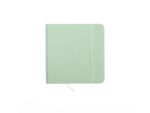 Schetsboek Kangaro 12x12cm mint PU hardcover 80 blad 140    grams roomwit papier met elastiek en lint