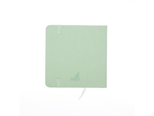 Schetsboek Kangaro 12x12cm mint PU hardcover 80 blad 140    grams roomwit papier met elastiek en lint
