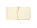 Schetsboek Kangaro 12x12cm okergeel PU hardcover 80 blad    140 grams roomwit papier met elastiek en lint