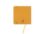 Schetsboek Kangaro 12x12cm okergeel PU hardcover 80 blad    140 grams roomwit papier met elastiek en lint