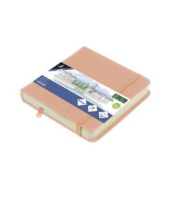Schetsboek Kangaro 12x12cm oud roze PU hardcover 80 blad    140 grams roomwit papier met elastiek en lint