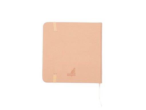 Schetsboek Kangaro 12x12cm oud roze PU hardcover 80 blad    140 grams roomwit papier met elastiek en lint