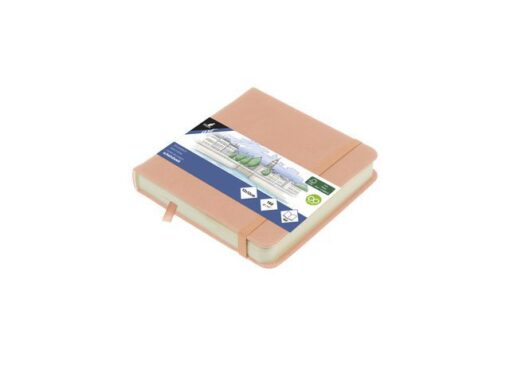 Schetsboek Kangaro 12x12cm oud roze PU hardcover 80 blad    140 grams roomwit papier met elastiek en lint