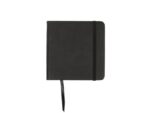 Schetsboek Kangaro 12x12cm zwart PU hardcover 80 blad 140   grams roomwit papier met elastiek en lint