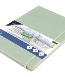 Schetsboek Kangaro A4 mint PU HC 80 blad 140gr roomwit met  elastiek en lint