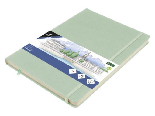 Schetsboek Kangaro A4 mint PU HC 80 blad 140gr roomwit met  elastiek en lint