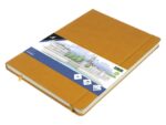 Schetsboek Kangaro A4 okergeel PU HC 80 blad 140gr roomwit  met elastiek en lint