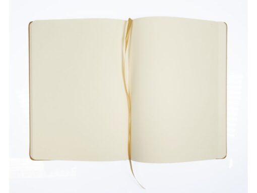 Schetsboek Kangaro A4 okergeel PU HC 80 blad 140gr roomwit  met elastiek en lint