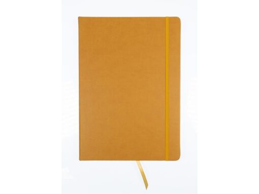 Schetsboek Kangaro A4 okergeel PU HC 80 blad 140gr roomwit  met elastiek en lint