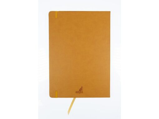 Schetsboek Kangaro A4 okergeel PU HC 80 blad 140gr roomwit  met elastiek en lint
