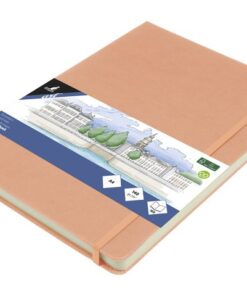 Schetsboek Kangaro A4 oud roze PU HC 80 blad 140gr roomwit  met elastiek en lint