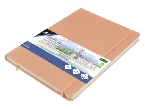 Schetsboek Kangaro A4 oud roze PU HC 80 blad 140gr roomwit  met elastiek en lint