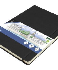 Schetsboek Kangaro A4 zwart PU HC 80 blad 140gr roomwit met elastiek en lint