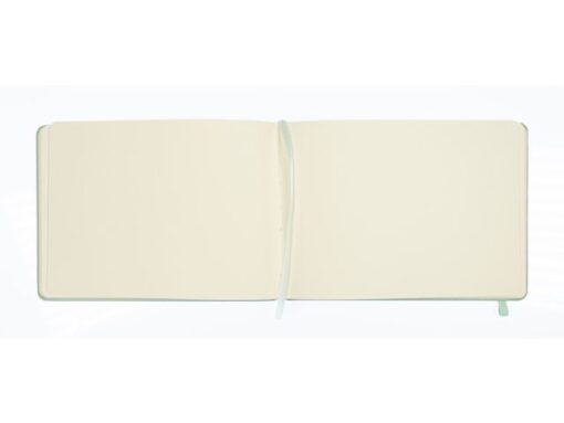 Schetsboek Kangaro A5 landscape mint PU HC 80 blad 140gr    roomwit met elastiek en lint