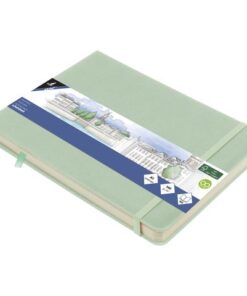 Schetsboek Kangaro A5 landscape mint PU HC 80 blad 140gr    roomwit met elastiek en lint
