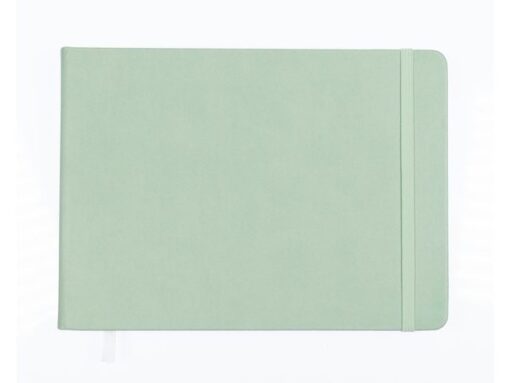 Schetsboek Kangaro A5 landscape mint PU HC 80 blad 140gr    roomwit met elastiek en lint