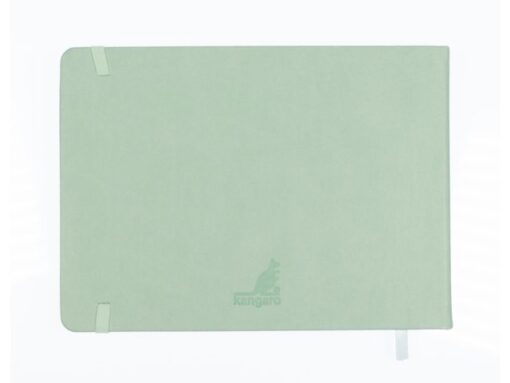 Schetsboek Kangaro A5 landscape mint PU HC 80 blad 140gr    roomwit met elastiek en lint