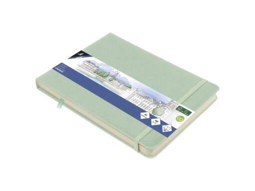 Schetsboek Kangaro A5 landscape mint PU HC 80 blad 140gr    roomwit met elastiek en lint