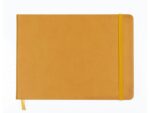 Schetsboek Kangaro A5 landscape okergeel PU HC 80 blad      140gr roomwit met elastiek en lint
