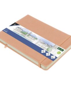 Schetsboek Kangaro A5 landscape oud roze PU HC 80 blad      140gr roomwit met elastiek en lint