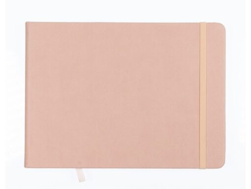 Schetsboek Kangaro A5 landscape oud roze PU HC 80 blad      140gr roomwit met elastiek en lint