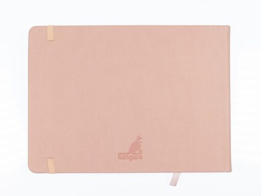 Schetsboek Kangaro A5 landscape oud roze PU HC 80 blad      140gr roomwit met elastiek en lint