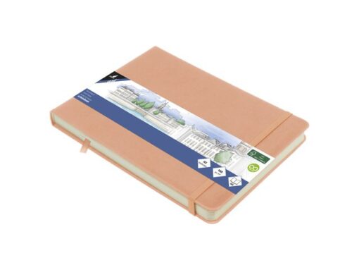 Schetsboek Kangaro A5 landscape oud roze PU HC 80 blad      140gr roomwit met elastiek en lint