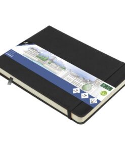 Schetsboek Kangaro A5 landscape zwart PU HC 80 blad 140gr   roomwit met elastiek en lint