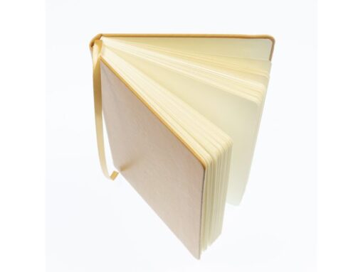 Schetsboek Kangaro A5 okergeel PU HC 80 blad 140gr roomwit  met elastiek en lint