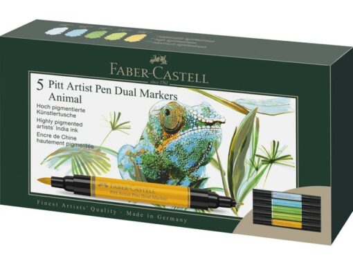 Tekenstift Faber-Castell Pitt Artist duo marker Animals     etui 5stuks  kleur nrs: 109,112,148,154,170